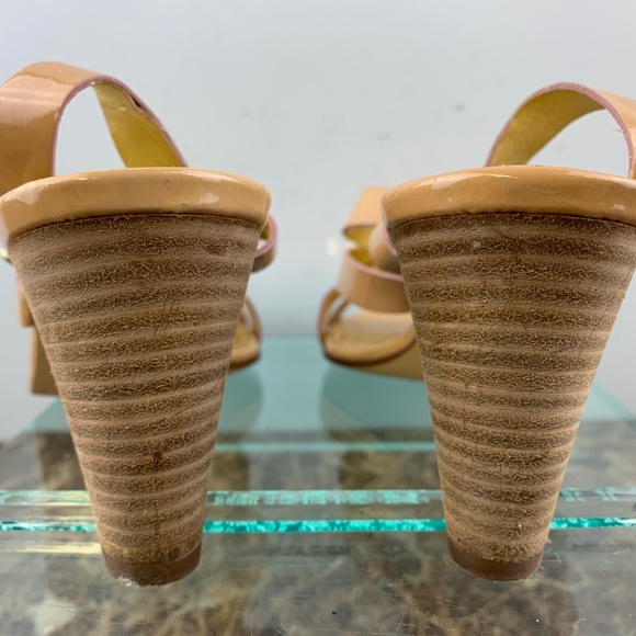 J Crew Italy Beige Patent Slingback Wedge Heels 7 - Picture 6 of 8